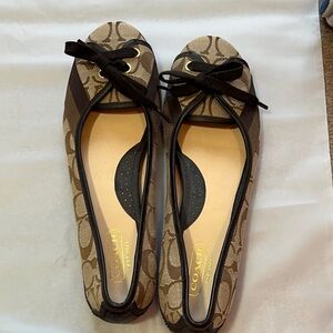 Coach Signature Canvas Bow Ballet Flats in Brown